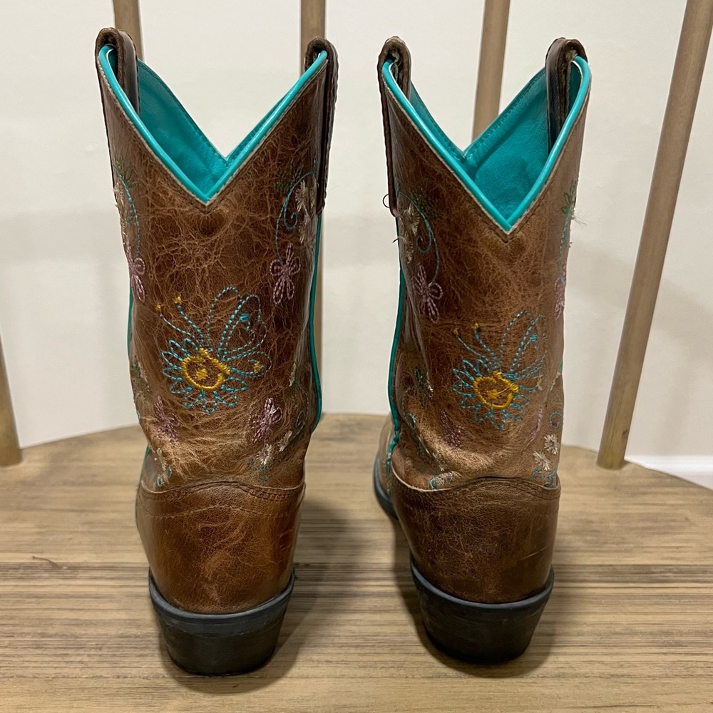 Smoky Mountain Florence Snip Toe Boots Leather & Floral Embroidery Girl's Sz. 2 - Picture 4 of 11